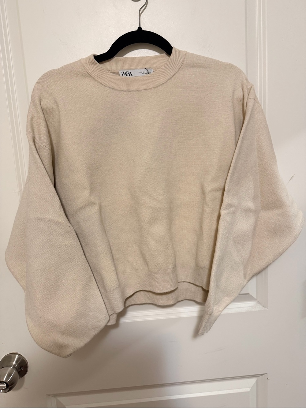 Zara Cream Balloon-Sleeve Sweater